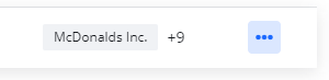 A UI element showing 'McDonalds Inc.' and a '9' to indicate nine additional clients, next to a more options menu.