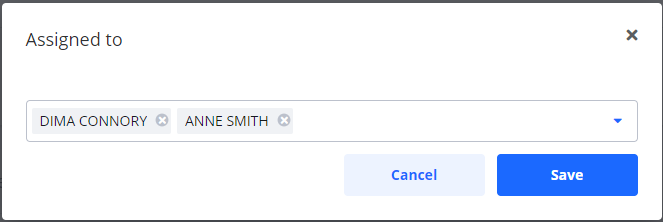 Screenshot of the 'Edit assigned to' modal window, which allows an Agency to assign a Client to specific sub-accounts using a dropdown menu.