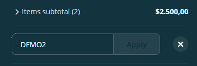Close-up screenshot of the promo code field after being expanded, showing the input box and 'Apply' button.