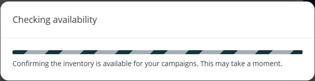 Screenshot of the 'We are checking for availability' notification that appears after proceeding from the Shopping Cart.